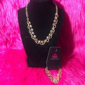 Block party princess gold necklace & bracelet
